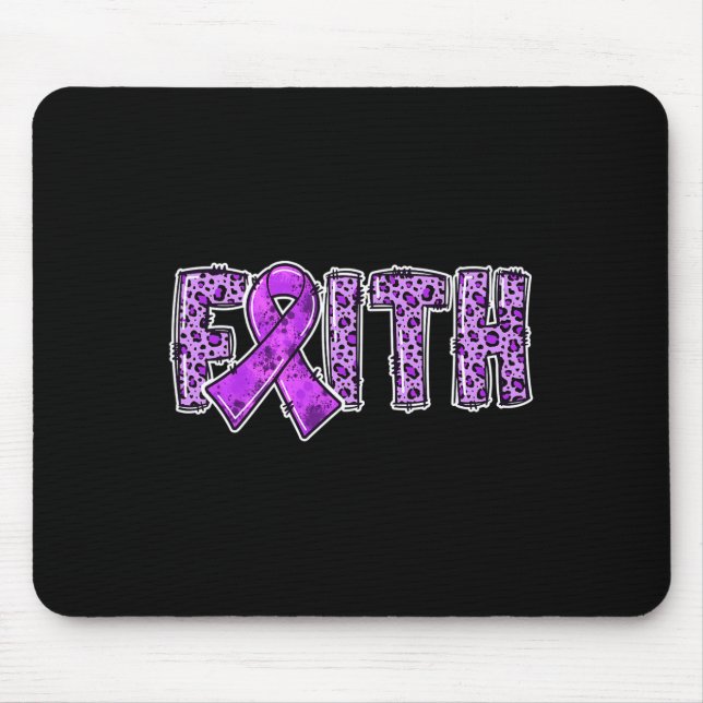 Leopard Print Purple Ribbon FAITH Drug Overdose Aw Mouse Mat (Front)