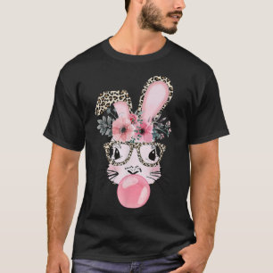 Leopard Print Rabbit Bunny Blowing Bubble Gum East T-Shirt