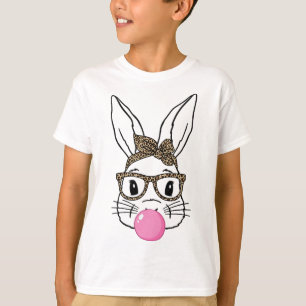 Leopard Print Rabbit Bunny Blowing Bubble Gum East T-Shirt