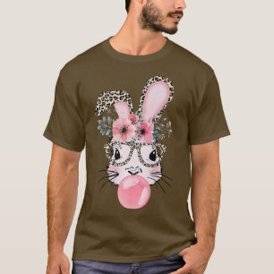 Leopard Print Rabbit Bunny Blowing Bubble Gum East T-Shirt