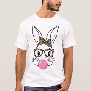 Leopard Print Rabbit Bunny Blowing Bubble Gum East T-Shirt