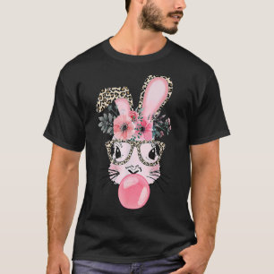 Leopard Print Rabbit Bunny Blowing Bubble Gum East T-Shirt