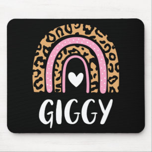 Leopard Print Rainbow Cute Mothers Day Funny Giggy Mouse Mat