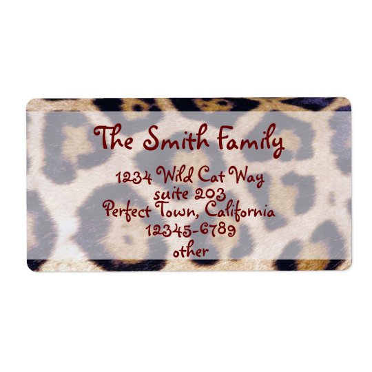 Leopard Print Real Fur Cat Pattern Label Shipping Label