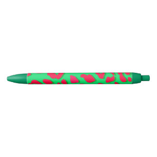 Leopard Print Red Green Black Ink Pen