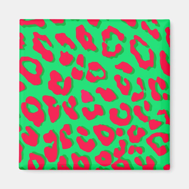 Leopard Print Red Green Magnet (Front)