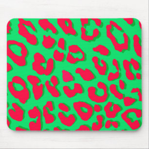 Leopard Print Red Green Mouse Mat