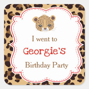 Leopard Print Red Quatrefoil 'I went to' Square Sticker