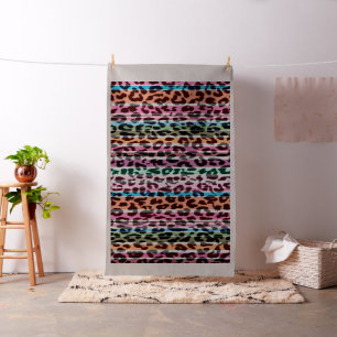 Leopard print retro colour seamless stripes #19 fabric