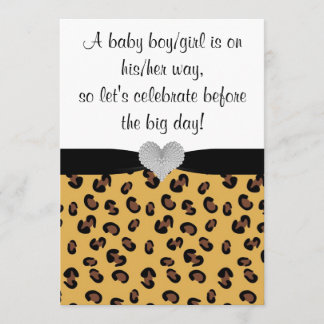 Leopard Print Rhinestone Baby Shower Invitation
