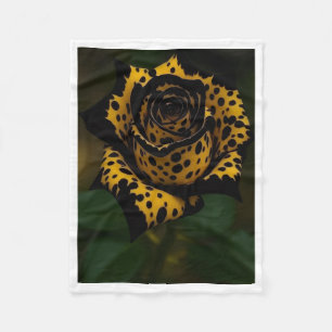 Leopard Print Rose Flower Blanket