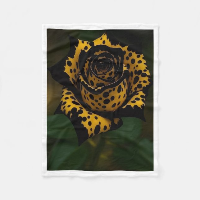 Leopard Print Rose Flower Blanket (Front)