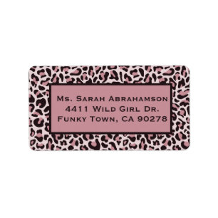 Leopard Print Rose Gold Return Address Label