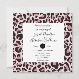 Leopard Print Rose Gold Wedding Invitations