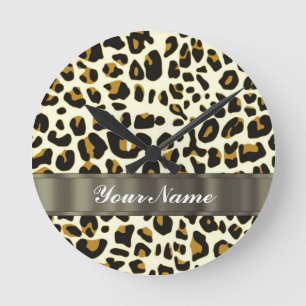 leopard print round clock