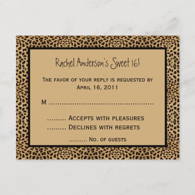 Leopard print RSVP Postcard (Front)