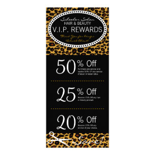 Leopard Print Salon Coupons Rack Card