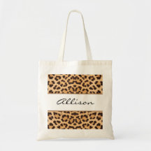 Leopard Print Script Personalised Tote Bag