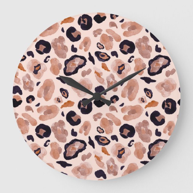 Leopard print, seamless, beige background. large clock (Front)