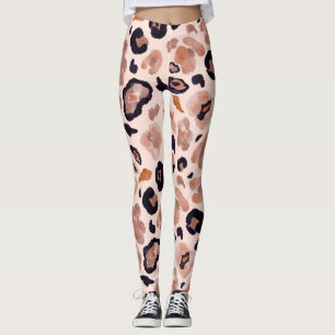 Leopard print, seamless, beige background. leggings