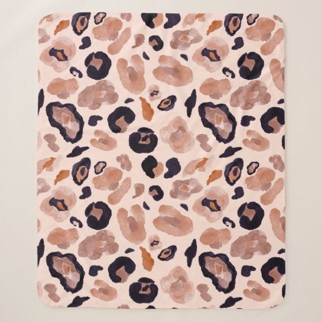 Leopard print, seamless, beige background. sherpa blanket (Front)