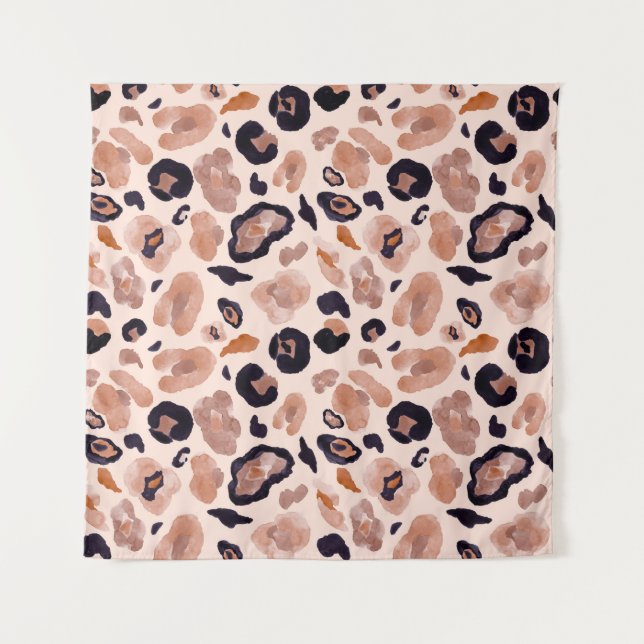 Leopard print, seamless, beige background. tapestry (Front)