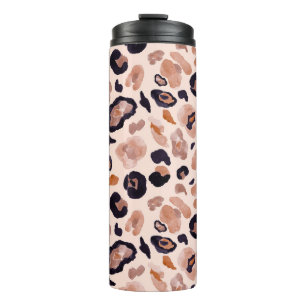 Leopard print, seamless, beige background. thermal tumbler