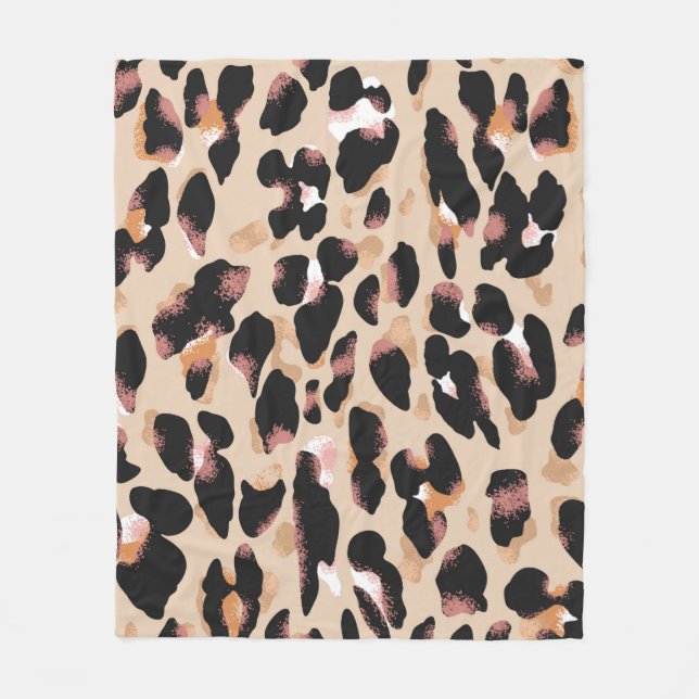 Leopard print seamless pattern fleece blanket (Front)