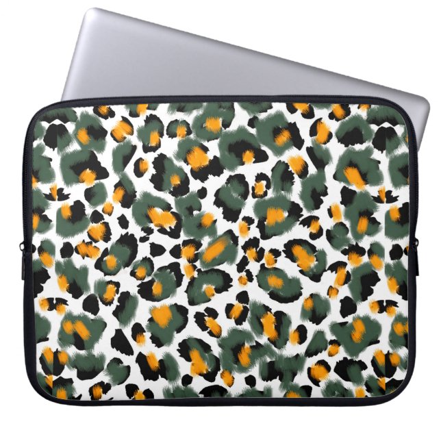 Leopard print seamless pattern laptop sleeve (Front)