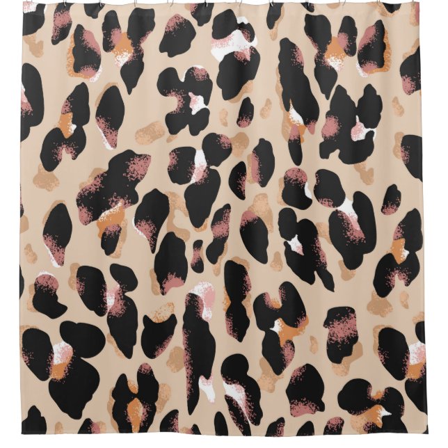 Leopard print seamless pattern shower curtain (Front)