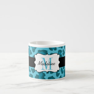 Leopard Print Shades of Blue Espresso Mug