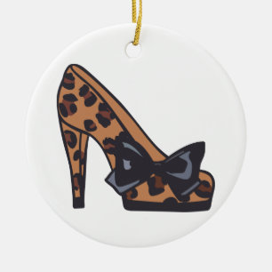 Leopard Print Shoe Ceramic Tree Decoration