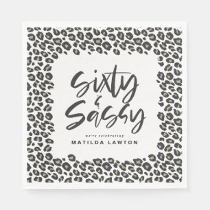 leopard print sixty and sassy party napkin
