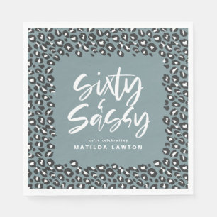 leopard print sixty and sassy party napkin