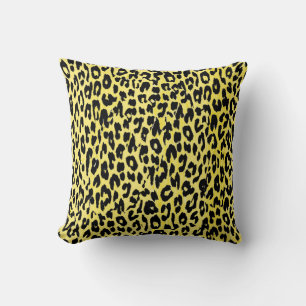 Leopard Print Skin (Black, Yellow) Cushion