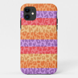Leopard Print Skin Fur Colourful Stripes Retro iPhone 11 Case