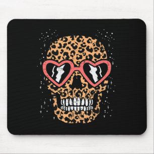 Leopard Print Skull Skeleton Funny Halloween Women Mouse Mat