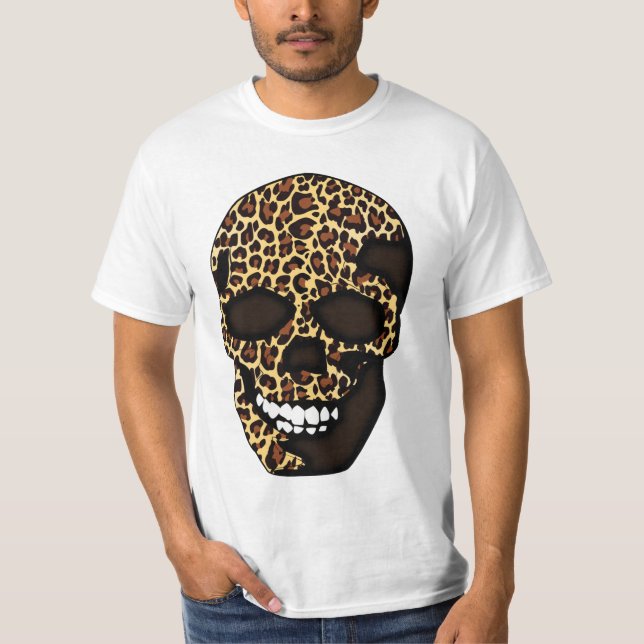 Leopard Print Skull Tshirt Design (Front)