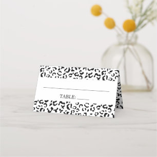 Leopard Print, Spots, Black and White, Wedding Place Card