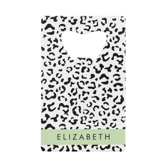 Leopard Print, Spots, Black And White, Your Name (Front)