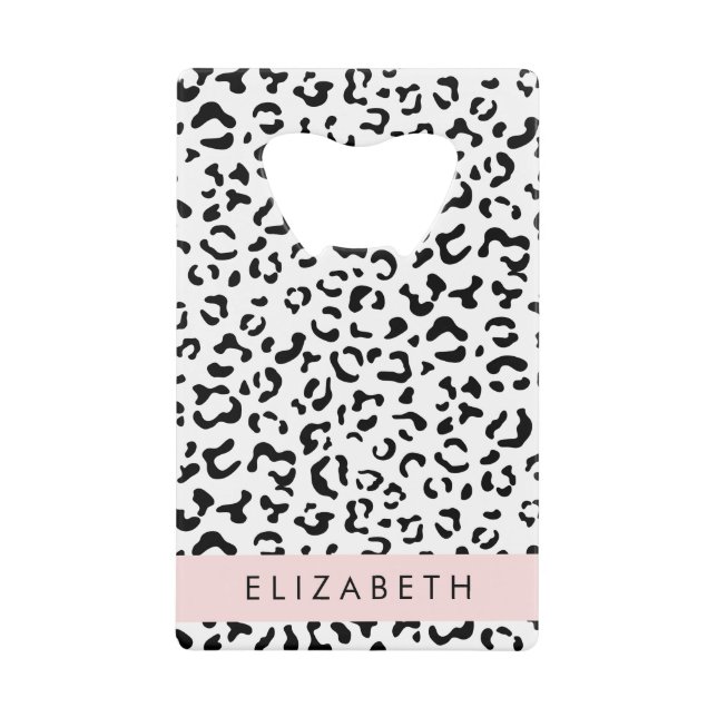 Leopard Print, Spots, Black And White, Your Name (Front)