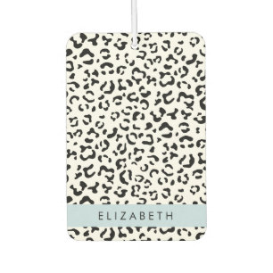Leopard Print, Spots, Black And White, Your Name Car Air Freshener