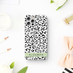 Leopard Print, Spots, Black And White, Your Name iPhone 12 Pro Case