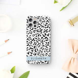 Leopard Print, Spots, Black And White, Your Name iPhone 16 Case