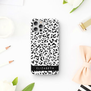 Leopard Print, Spots, Black And White, Your Name iPhone 16 Case