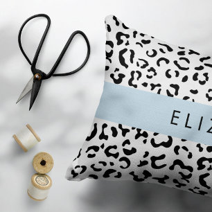 Leopard Print, Spots, Black And White, Your Name Pillowcase