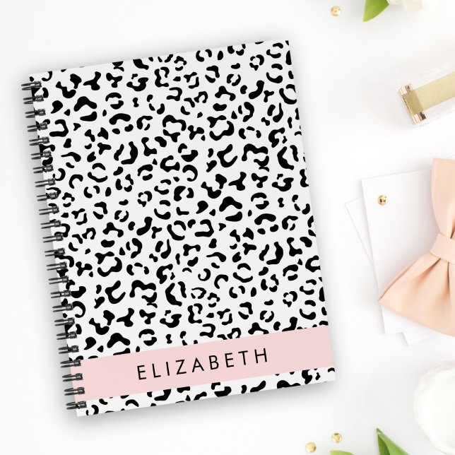 Leopard Print, Spots, Black And White, Your Name Planner (Creator Uploaded)