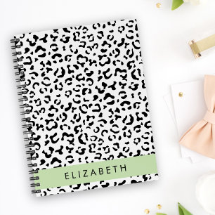 Leopard Print, Spots, Black And White, Your Name Planner