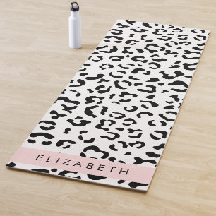 Leopard Print, Spots, Black And White, Your Name Yoga Mat