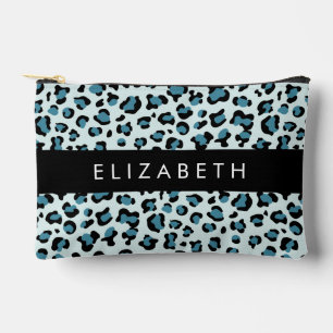 Leopard Print, Spots, Blue Leopard, Your Name Accessory Pouch